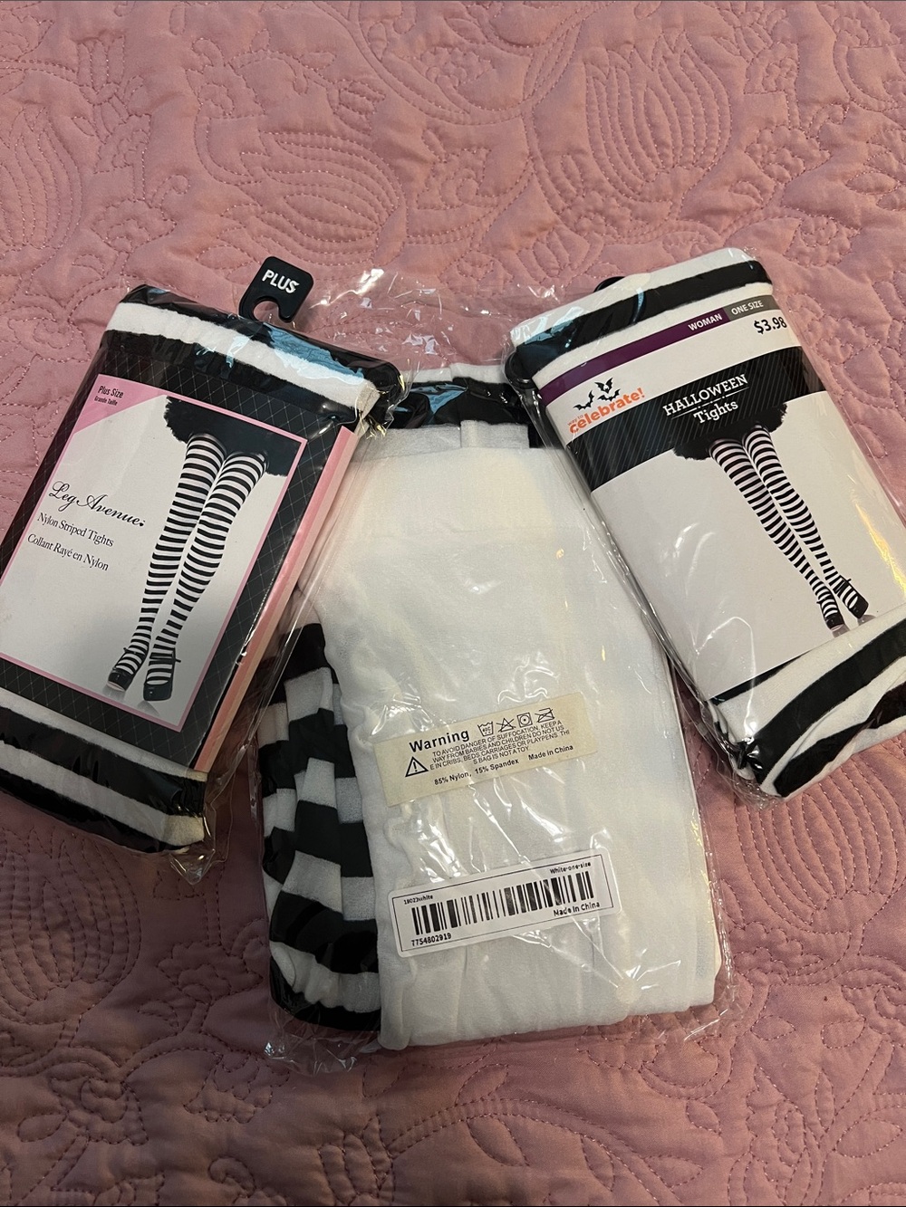 Black and White Striped Tights - Pack LOT